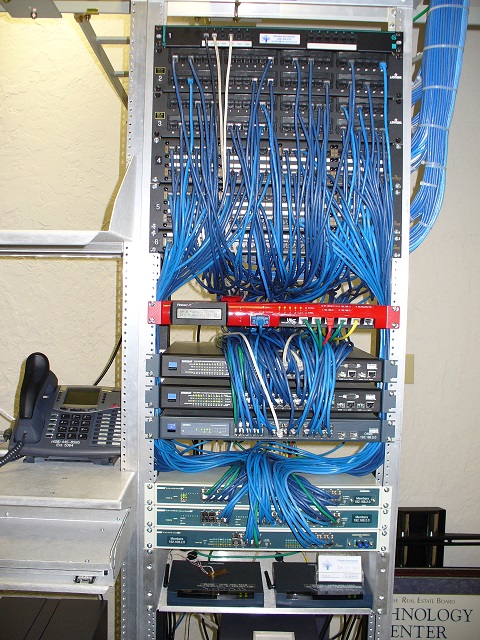 Free Standing Rack with Network Equipment